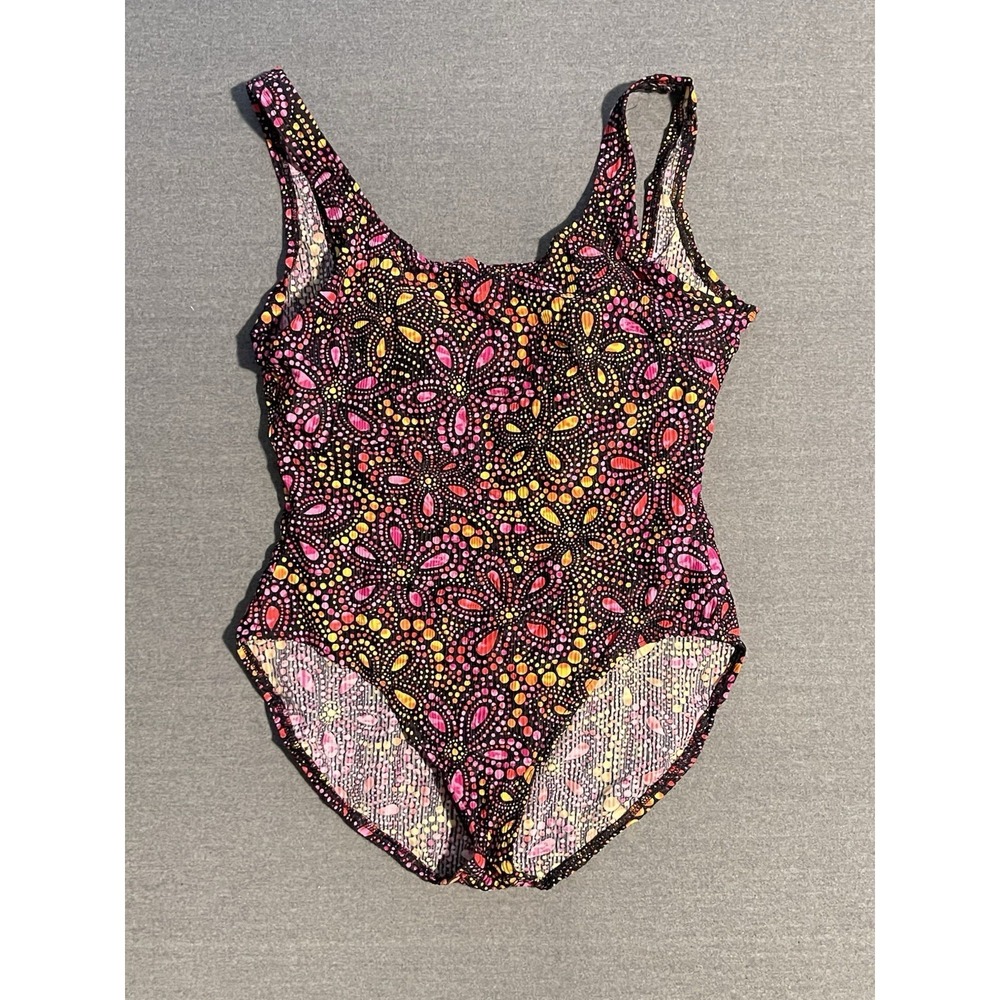 Catalina Plus Size 2X One Piece Swimsuit Tummy Control Floral Retro Pink Orange